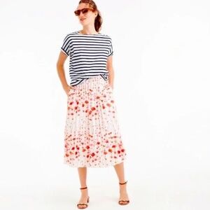 J Crew Pleated Watercolor Flamingo Midi Skirt - Size 00